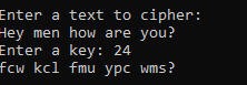 Screenshot of text ciphered with ceaser cipher